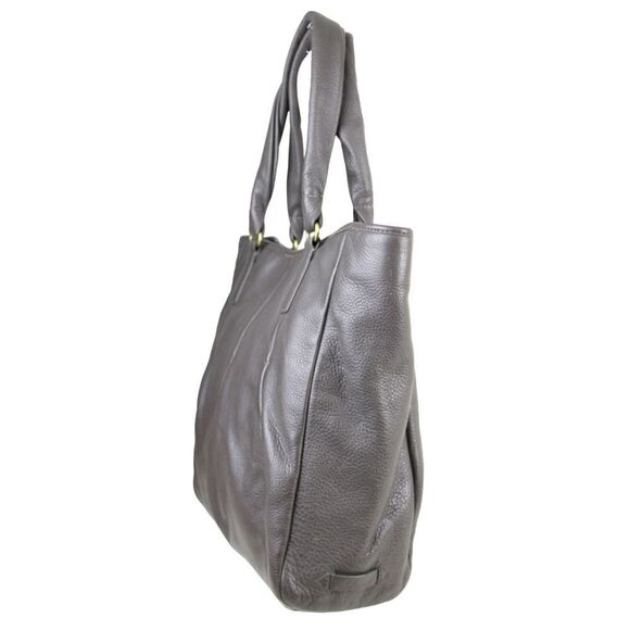 LARGE Cole Haan GRAY GENUINE LEATHER TOTE TOP HANDLES SHOULDER BAG HANDBAG PURSE - Picture 3 of 13